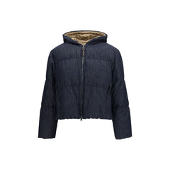Brunello Cucinelli Blue Cotton Shell Jacket