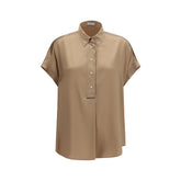 Brunello Cucinelli Beige Silk Shortsleeve Shirt