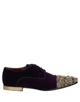 Dolce & Gabbana Violet Suede Embellished Derby Dress Shoes
