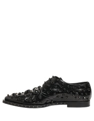Dolce & Gabbana Black Leather Studded Men Formal Derby Shoes
