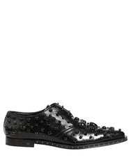 Dolce & Gabbana Black Leather Studded Men Formal Derby Shoes