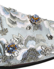 Dolce & Gabbana White Floral Embellished Men Loafers Shoes