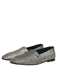 Dolce & Gabbana Gray Lurex Glitter Men Dress Loafers Shoes