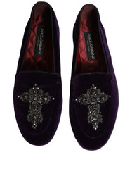 Dolce & Gabbana Violet Suede Embellished Dress Loafers Shoes