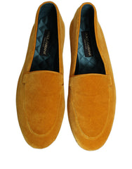 Dolce & Gabbana Yellow Velvet Slip On Men Dress Loafers Shoes