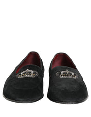 Dolce & Gabbana Black Crown Embellished Dress Loafers Shoes