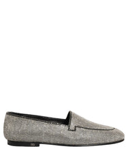 Dolce & Gabbana Silver Crystal Embellished Men Loafers Shoes