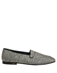 Dolce & Gabbana Gray Glitter Lurex DG Logo Dress Loafers Shoes