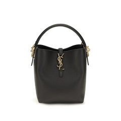Saint Laurent Black Calf Leather Bos Taurus Backet Bag
