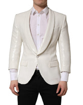 Dolce & Gabbana White Viscose Single Breasted Blazer Jacket
