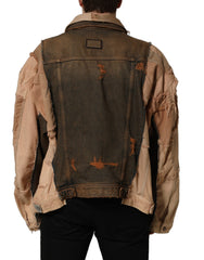 Dolce & Gabbana Multicolor Raw Cut Panelled Denim Men Jacket