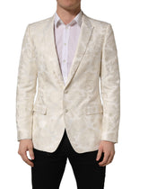 Dolce & Gabbana Off White Floral Single Breasted Men Jacket