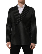 Dolce & Gabbana Black Stripes Wool Double Breasted Jacket