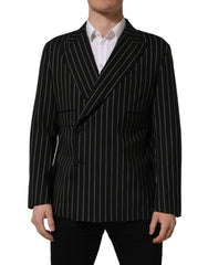 Dolce & Gabbana Dark Gray Stripes Wool Double Breasted Jacket