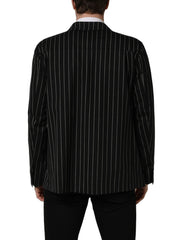 Dolce & Gabbana Dark Gray Stripes Wool Double Breasted Jacket