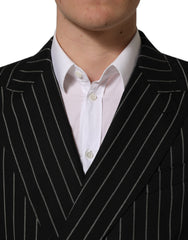 Dolce & Gabbana Dark Gray Stripes Wool Double Breasted Jacket