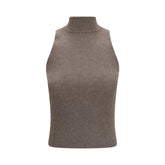Brunello Cucinelli Brown Cashmere Sleeveles Sweater