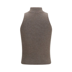 Brunello Cucinelli Brown Cashmere Sleeveless Jacket