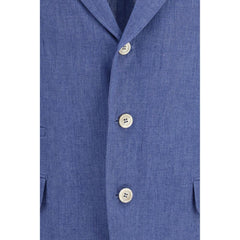 Brunello Cucinelli Blue Linen Full-Length Jacket