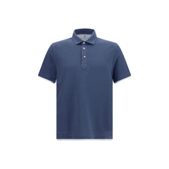 Brunello Cucinelli Blue Cotton Polo Shirt