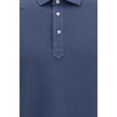 Brunello Cucinelli Blue Cotton Polo Shirt