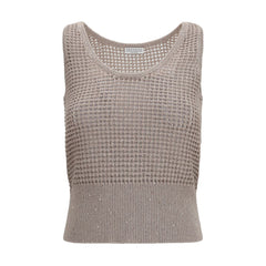 Brunello Cucinelli Beige Cotton Tank Tops