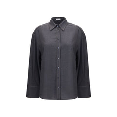Brunello Cucinelli Gray Wool Oves Aries Dress Shirt