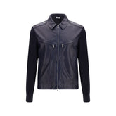 Brunello Cucinelli Blue Calf Leather Bos Taurus Leather Jacket