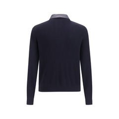 Brunello Cucinelli Blue Calf Leather Bos Taurus Leather Jacket