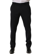 Dolce & Gabbana Black Wool Tapered Leg Dress Trouser Pants