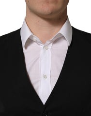 Dolce & Gabbana Black Wool Single Breasted Waistcoat Vest