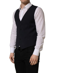 Dolce & Gabbana Black Wool Single Breasted Waistcoat Vest