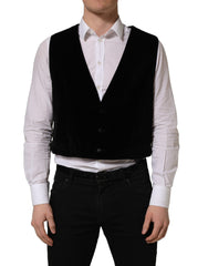 Dolce & Gabbana Black Cotton SingleBreasted Waistcoat Vest