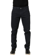 Dolce & Gabbana Black Cotton Mid Waist Skinny Men Denim Jeans