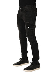 Dolce & Gabbana Black Distressed Cargo Cotton Men Denim Jeans