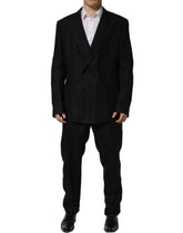 Dolce & Gabbana Black Linen Slim Fit Formal 2 Piece Suit