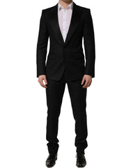 Dolce & Gabbana Black Wool Slim Fit Formal 2 Piece Men Suit
