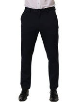 Dolce & Gabbana Black Cotton Tapered Leg Dress Trouser Pants