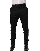 Dolce & Gabbana Black Cotton Tapered Leg Dress Trouser Pants