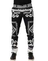 Dolce & Gabbana Black Cotton Poplin MarinaPrint Trouser Pants