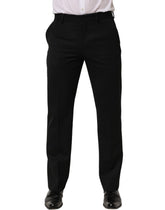 Dolce & Gabbana Black Wool Tapered Men Dress Trouser Pants