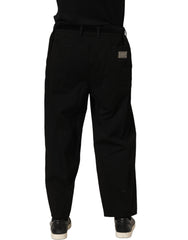 Dolce & Gabbana Black Mid Waist Straight Men Trouser Pants