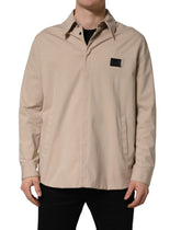 Dolce & Gabbana Beige Logo Overshirt Cotton Men Casual Shirt