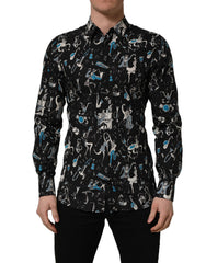 Dolce & Gabbana Black Jazz Club Cotton GOLD Fit Dress Shirt