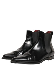 Dolce & Gabbana Black Chelsea Slip On Men Ankle Boots Shoes