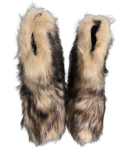 Dolce & Gabbana Brown Faux Fur Mid Calf Men Boots Shoes