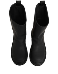 Dolce & Gabbana Black Leather Mid Calf Chunky Men Boots Shoes