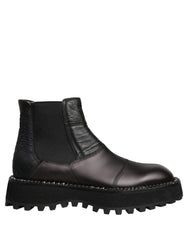 Dolce & Gabbana Black Chelsea Boots Leather Slip On Men Shoes
