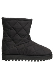 Dolce & Gabbana Black Quilted Effect Mid Calf Boots Shoes