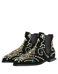 Dolce & Gabbana Black Embellished Chelsea Ankle Boots Shoes